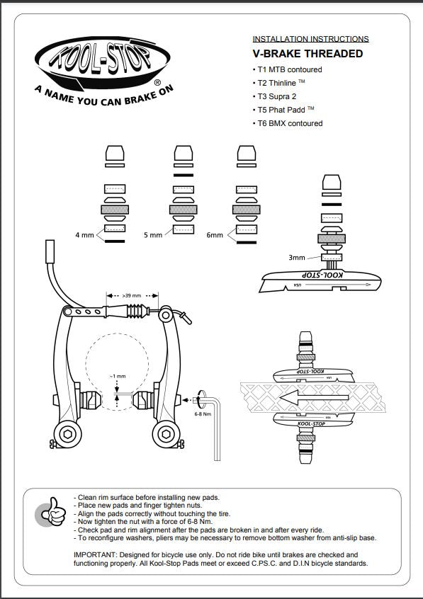 Kool Stop BMX Bremsbacken / Brake Pads Salmon