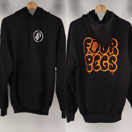 Fourpegsbmx Double Logo Graffiti Hoodie Black/Orange/White