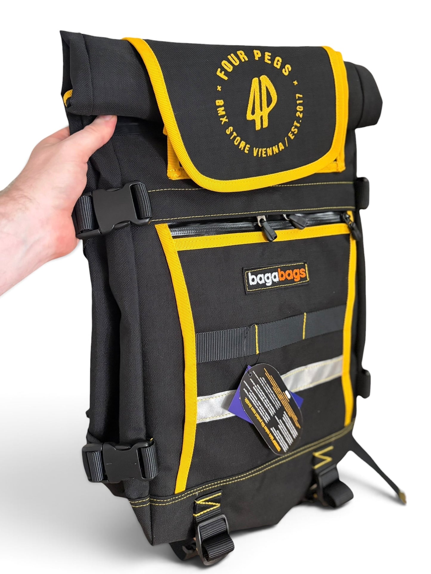 Bagaboo X Fourpegsbmx V2 Collab Small Rucksack / Backpack Black / Yellow