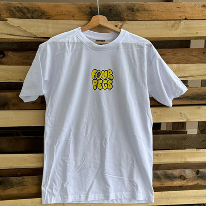 Fourpegsbmx Graffiti Logo T-Shirt White/Blue/Yellow